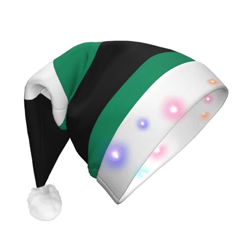 Weihnachtsmütze mit Palästina-Flagge, Unisex, für Erwachsene, mit LED-Licht, Plüsch, Weihnachtsmannmütze von nanger