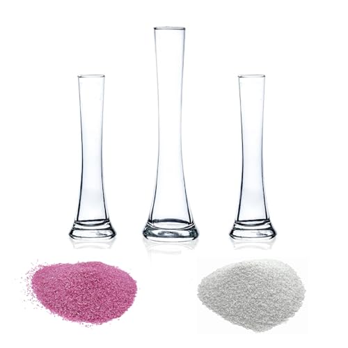 Sandzeremonie Set 26 / 18cm Vase für Hochzeitsdekoration Hochzeitszeremonie-Set Dekoration Vasen Set 500g Pink & Weiß von naninoa