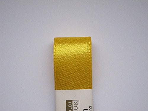 Stoff- Band Doppelsatin von Goldina 3 mm / 3 m. Satinband in der Farbe: Gelb Gold, GELB von naninoa