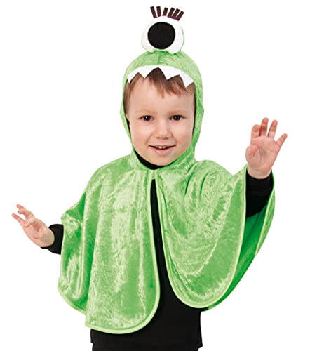 narrenwelt Cape Monster Halloween grün mit Kapuze Kinder Baby Kostüm Fasching Pannesamt 104 von narrenwelt