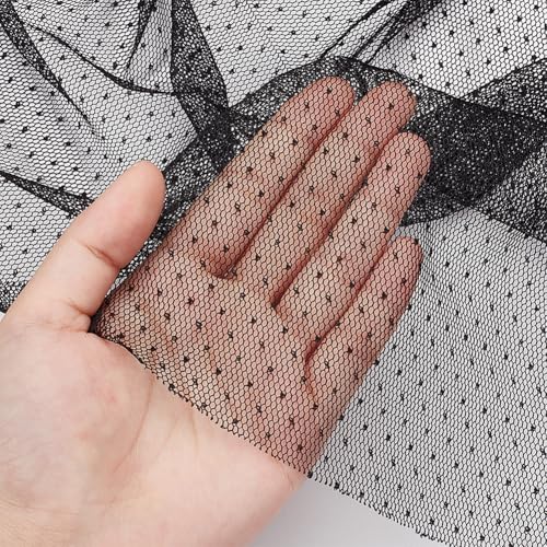 NBEADS 1.5mx1 Yard Schwarzer Polyester Mesh-Gewebe, Leichter Mesh-Stoff für Schleier Machen DIY Hochzeit Zubehör Hut Krempe Dekoration Nähen Craft Supplies von nbeads