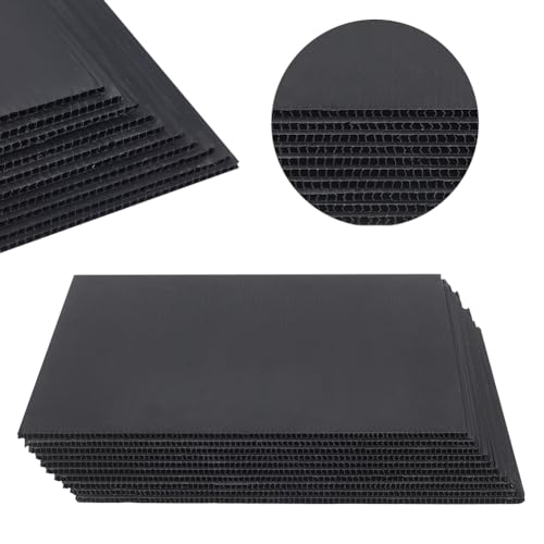 NBEADS 10 Blätter Wellplastik-Platten, 30x29.9cm Leere Hof-Rasen-Schilder 4mm Dickes Quadratisches Wellpappenschild Plastik Riffelblech für Werbetafeln Modellbau und DIY-Basteleien, Schwarz von nbeads