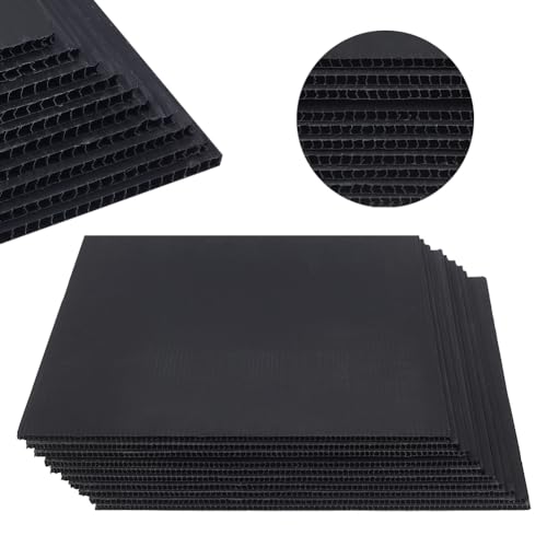 NBEADS 10 Bögen Wellplastik-Platten, 40.2x30.2cm Leere Hof-Rasen-Schilder 4mm Dickes Rechteck Wellpappe Schild Plastik Riffelbleche für Werbetafeln Modellbau und DIY-Basteleien, Schwarz von nbeads