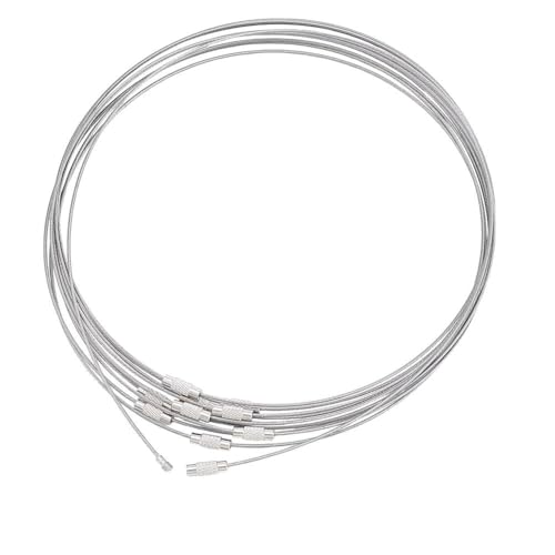 NBEADS 10 Stränge 44.5cm Stahl Halsreif, Unisex Edelstahldraht Silber Schnurdraht Halskette Kordel mit Drehverschluss für DIY Schmuckherstellung von nbeads