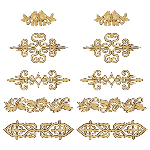 NBEADS 10 Stück 5 Stile Goldene Blumen Stickerei Patches, Ethnischer Stil Polyester aufbügeln Applique Patches Aufnähbare Applique Aufnäher Nähen Basteln Dekoration Für Kleidung Dekoration von nbeads