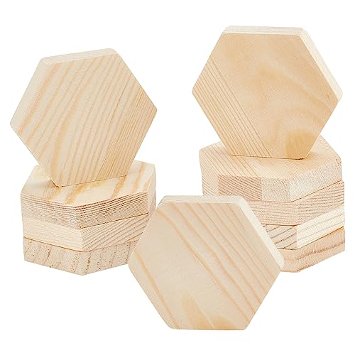 NBEADS 10 Stück Holzausschnitte, 5.3cm Breit Sechseck Holzausschnitte Sechseck Form Holzscheiben Unvollendet Holz Sechseck Ausschnitte Für Gravur Holzbrennen Malerei Wanddekorationen von nbeads