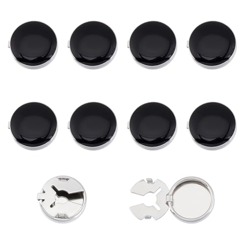 NBEADS 10 Stück Schwarz Knöpfe Abdeckung, Ärmel Knöpfe Abdeckung Abnehmbare Hemdknopf-Clips Buttons Schmuck Runder Manschettenknopf für Kleid Anzug Smoking Hemd Zubehör, Platin, 3.3x1.8cm von nbeads