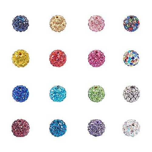 nbeads 100 STÜCKE Mischfarbe Pflastern Disco-Kugel Perlen, 10mm Ton Strass Kristall Perlen für DIY Schmuck Machen von nbeads