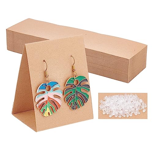 nbeads 100 Stück Ohrring Display Karten, 3D Faltbare Ohrring Halter Verpackung Karten mit 200 Stück Ohrmuttern Stehende Schmuck Karten für Ohrringe Halskette Schmuck Display, 23,5×6,5cm von nbeads