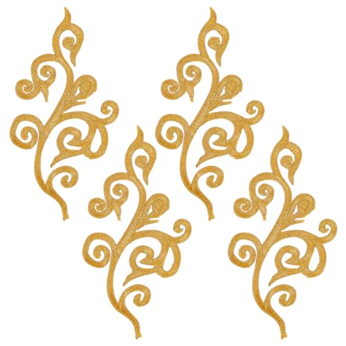 NBEADS 12 Stk. Blume Stickerei Patch, Gold Stickerei Spitze Blume Patches Bügeln auf Patches Nähen auf Patches für Hochzeitskleid Dekoration Reparatur Kleidung Rucksäcke, 18x8.5cm von nbeads