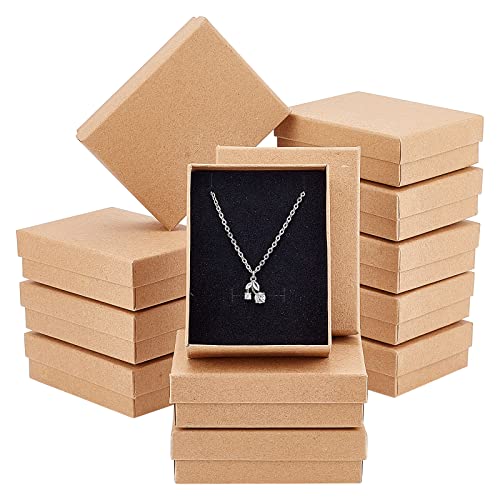 NBEADS 12 Stück Braune Karton Schmuck Box, 9x7x2.7 cm Rechteck Geschenkbox Schmuckschatulle Papp Perlen Papier Geschenk Schachtel für Schmuck Armband Halsketten Basteln Geburtstag Weihnachten Festival von nbeads