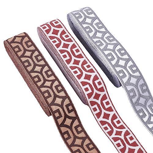 nbeads 15 Yards 3 Farben Vintage Ethno Band, 3cm Breites Polycotton Satinband Münzmuster Band Vintage Band Für DIY Home Dekoration Kleidung Desgin Kleidungsstück Zubehör von nbeads