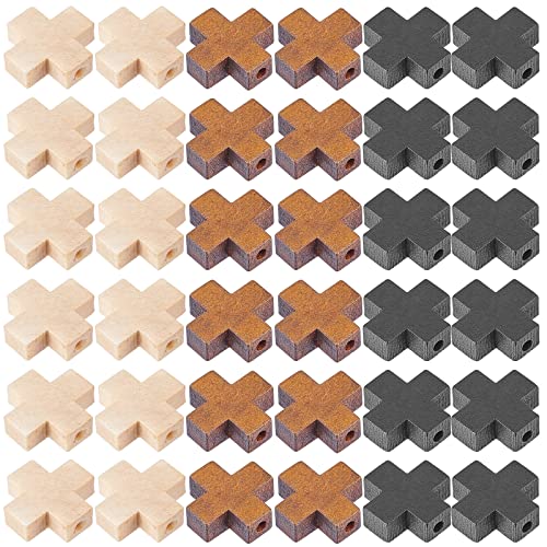 nbeads 150 Stück Holzkreuz anhänger, 3 Farben Holz Kreuz Charms Naturholz Kreuz Perlen Für Ostern Party DIY Handwerk Armband Halskette Schmuckherstellung, Bohrung: 2 mm von nbeads