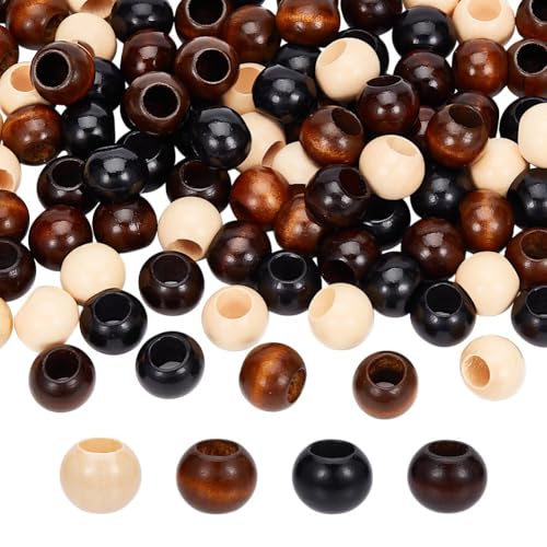 NBEADS 160 Stk. 4 Farben Großes Loch Holzperlen, 20mm Rondelle Holzperlen Hölzerne Europäische Perlen Holz Abstandshalter Perlen für DIY Armband Halskette Craft Schmuck Machen, Loch: 10mm von nbeads