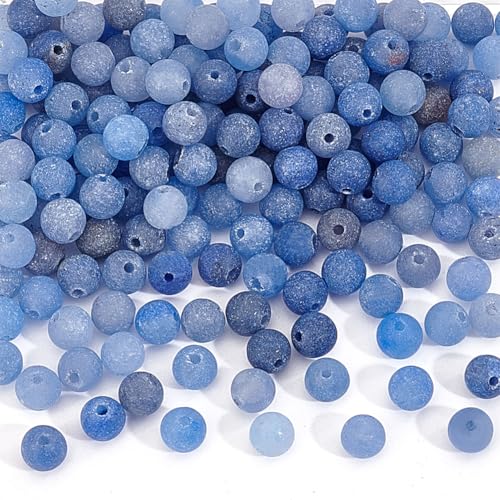 NBEADS 170 Stück natürliche blaue Aventurin-Perlen, 4 mm, mattblaue Perlen, Natursteinperlen, glatte Edelsteine, runde Perlen, lose Perlen für Schmuckherstellung, DIY-Armband, Halskette, Loch: 0,8 mm von nbeads