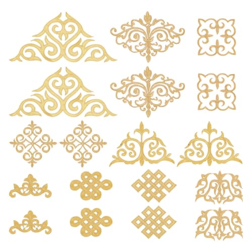 NBEADS 18 Stk. 9 Stile Goldene Stickerei Blume Patches, Aufbügeln/aufnähen Goldene Blumen Spitzen Applikationen Ethnische Stil Patches Nähen Craft Dekoration für Kleidungsdekoration und DIY Bastelei von nbeads