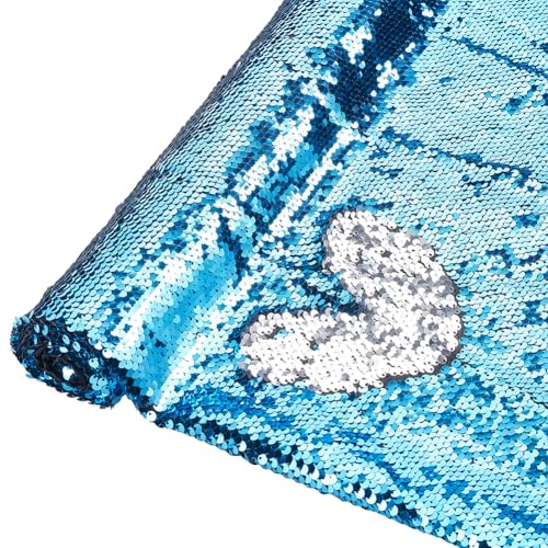 NBEADS 1m Pailletten-Stoff, 1.5M Breite Shimmer Reversible Pailletten Stoff Wall Flip Pailletten-Stoff Mesh-Glitter-Stoff zum Nähen DIY Hochzeitskleid Leistung, Helles Himmelblau von nbeads