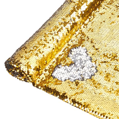 NBEADS 1m Paillettenstoff, 1.5m Breiter Schimmernder Wendbarer Paillettenstoff Wand-Flip-Paillettenstoff Netzstoff Glitzerstoff Zum Nähen DIY Graffiti Hochzeitskleid Performance Bühne, Gold von nbeads