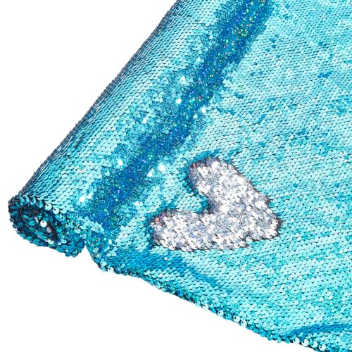 NBEADS 1m Paillettenstoff, 1.5m Breiter Schimmernder Wendbarer Paillettenstoff Wand-Flip-Paillettenstoff Netzstoff Glitzerstoff Zum Nähen DIY Graffiti Hochzeitskleid Performance Bühne, Zyan von nbeads