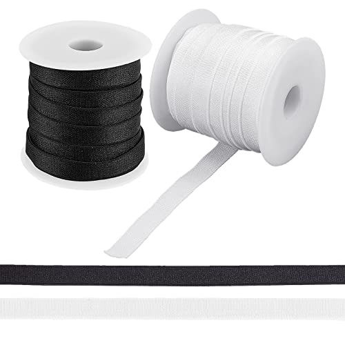 NBEADS 2 Rollen flaches Gummiband, 1 cm weiß und schwarz Breite elastischer Schultergurt BH-Träger elastischer Besatz elastische Kordel Rolle für DIY Schulter-BH Kleidung Nähprojekt, 9,94 Meter/Rolle von nbeads