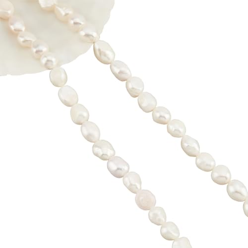 NBEADS 2 Stränge Ca. 72 Stück Natürliche Kultivierte Süßwasserperlenperlen, 7~8 mm Weiße Barocke Süßwasserperlen Unregelmäßige Nuggets Lose Charms Perlen für Handwerk Schmuck Herstellung von nbeads
