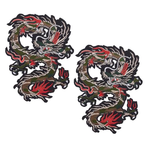 NBEADS 2 Stück Drache Bestickt Aufnäher, Chinesischer Drache Zum Aufbügeln Applikation Aufnäher Chinesischer Drache Aufnähen Oder Aufbügeln Für Jeans Jacken Kleidung Taschen, 30.7×23×0.1cm von nbeads