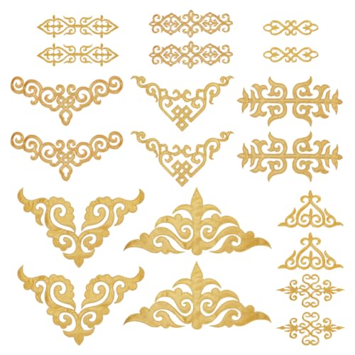 NBEADS 20 Stück 10 Stile Stickerei Spitze Blumen Patches, Aufnäher Aus Polyester Im Ethno-Stil Aufbügeln Oder Aufnähen Nähen Basteln Dekoration Für Kleidung Dekoration Und Bastelarbeiten, Gold von nbeads