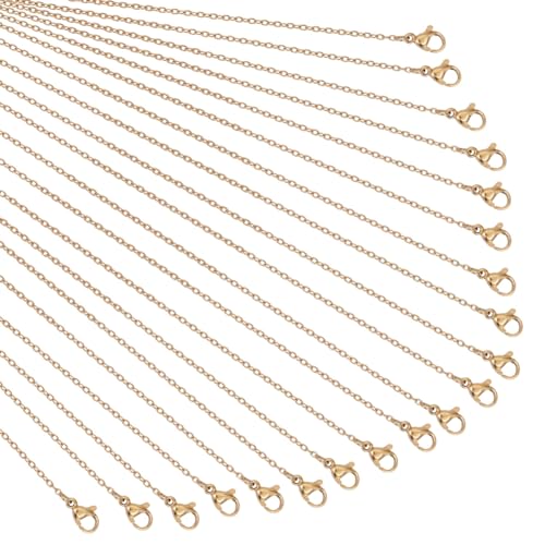 nbeads 20 Stück Ca. 45cm Lange Halskettenketten, 1.5mm 304 Edelstahl-Glieder-Kabelketten-Halsketten Goldene Schlangenketten Mit Karabinerverschlüssen Für DIY Herstellung von nbeads