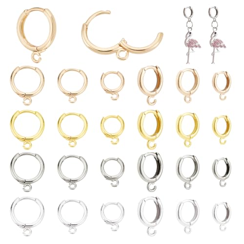 NBEADS 24 Stk. Messing-Ohrring-Haken, Kleine Reifen Ohrringe 4 Farben Runde Kreis Ohrhaken mit Offenen Schleife Piercing Ohrschmuck für Schmuck Machen DIY Baumeln Ohrringe Handwerksbetriebe von nbeads