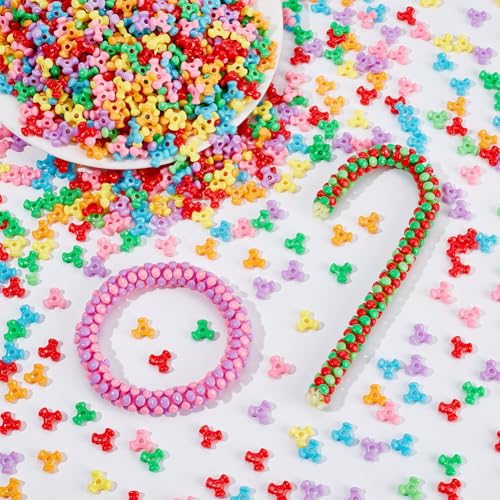 NBEADS 2856 Stk. Bulk Tri-förmige Perlen, Bunte Tri-förmige Pony-Perlen Weihnachten Tri-Perlen Opake Acryl Tri-Perlen für DIY Weihnachtsbaum Hängenden Dekorationen Schmuck Machen, Dunkle Farbe Serie von nbeads