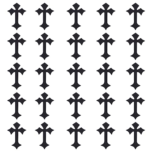 NBEADS 30 Stück Schwarzes Kreuz Aufnäher, Kreuz Form Bügeln Auf Patches Kreuz Applique Patches Kleidung Gestickte Applique Patches Für Kleidung Kleid Hüte Jeans Taschen Diy Zubehör von nbeads