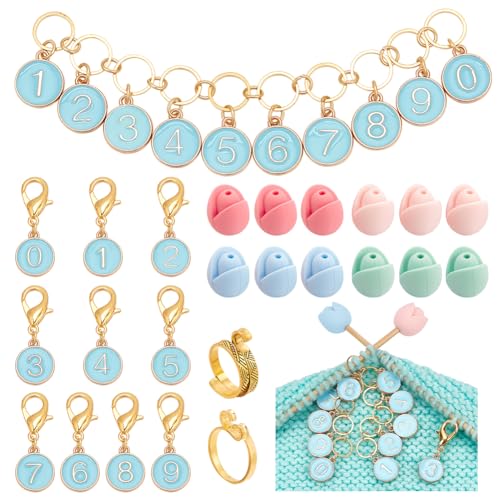 NBEADS 33 Teile Stricken Zubehör Kit, Einschließlich türkisfarbener Strickreihen-Zählerketten 0-9 Nummer Maschenmarkierer 3 Farben Stricknadel-Stopper Fadenführer Fingerring für Stricken Projekt NBEADS 33 Teile Stricken Zubehör Kit, Einschließlich türkisfarbener Strickreihen-Zählerketten 0-9 Nummer Maschenmarkierer 3 Farben Stricknadel-Stopper Fadenführer Fingerring für Stricken Projekt von nbeads