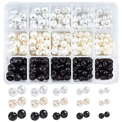 nbeads 330Pcs Kugelknöpfe, Imitation Pearl Button 1-Loch-Nähknöpfe Zum Basteln, Kleidung, Anzüge Mäntel, Hochzeitskleid Und DIY-Projekt von nbeads