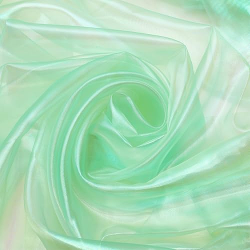 NBEADS 3m Gradient Organza Spitzenstoff, Schillerner Stoff Magischer Spitzenstoff Holographischer Stoff für Hochzeitskleid Vorhang Hintergrund DIY Supplies Decor, 1.5m Breit, Hellgrün von nbeads