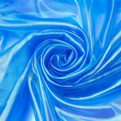 NBEADS 3m Gradient Organza Spitzenstoff, Schillerner Stoff Magischer Spitzenstoff Holographischer Stoff für Hochzeitskleid Vorhang Hintergrund DIY Supplies Decor, 1.5m Breit, Verdeck Blau von nbeads