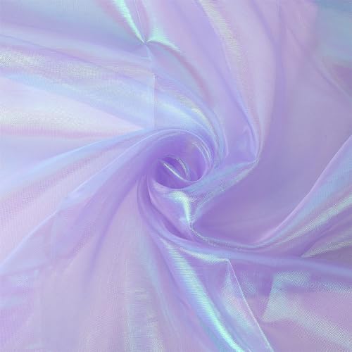 NBEADS 3m Organza-Stoff, 1.5m Breiter Solider Organza-Stoff für Brautkleider Magischer Gradient Organza Polyester Stoff Schillernder holographischer Gaze-Stoff für Kleid Performance Bühne, Violett von nbeads