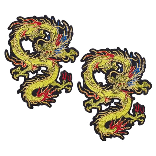 NBEADS 4 Stück Drache Bestickt Aufnäher, Stickerei-Aufnäher Mit Drachenmotiv Applikation Aufnäher Chinesischer Drache Aufnähen Oder Aufbügeln Für Jeans Jacken Kleidung Taschen, 23×17.7×0.1cm von nbeads