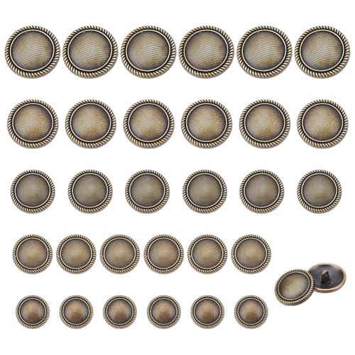 NBEADS 40 Stk. 5 Größen Metall-Schaft-Knöpfe, Antike Bronze Metall Blazer Knöpfe 1-Loch Schaft Knopf Gravierte Metallknöpfe mit Textur für Kostüme Nähen DIY Kunsthandwerk Häkeln Ornament von nbeads