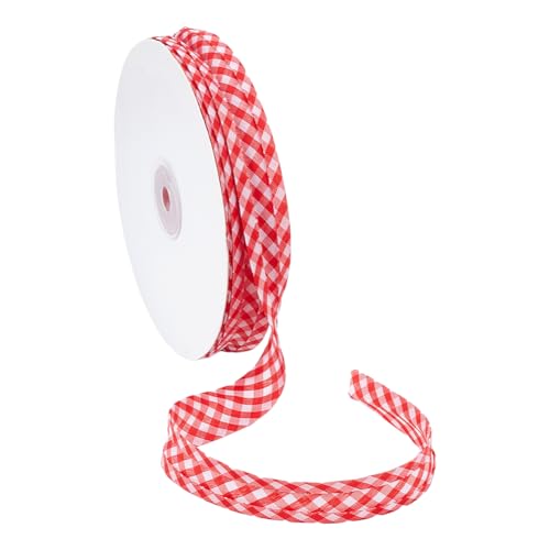 NBEADS 40 Yards Gingham Einfassband, 2cm Karo Geschenkband Kariertes Geschenkband Vichykaro Dekoband Polyester Kariertes Bänder für Paspelierungen Geschenkverpackungen, Rot von nbeads