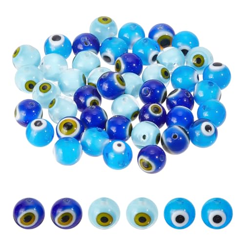 NBEADS 48 Stk. 3 Farben Handgemachtes Böses Auge Lampwork-Perlen, 8mm Runde Türkisches Auge Perlen Lose Glasperlen Abstandshalter Charms für DIY Armbänder Halskette Schmuck Machen von nbeads