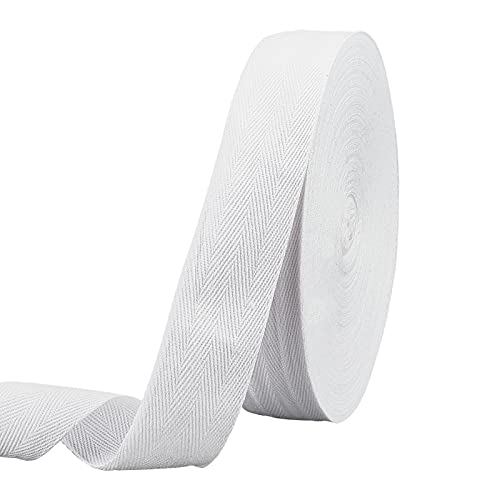 NBEADS 49 Yards (45m)/Roll Baumwolle gurtband, 4cm Breite Cotton Tape Bänder Fischgräten-Baumwoll-Webbings Flache Fischgrätenschnüre Für Wohnkultur, Geschenke Einpacken, DIY Basteln Nähen, Weiß von nbeads