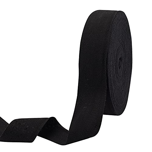 nbeads 49 Yards (45m)/Roll Baumwolle gurtband, 5cm Breite Cotton Tape Bänder, Fischgräten-Baumwoll-Webbings Flache Fischgrätenschnüre Für Wohnkultur, Geschenke Einpacken, DIY Basteln Nähen, Schwarz von nbeads