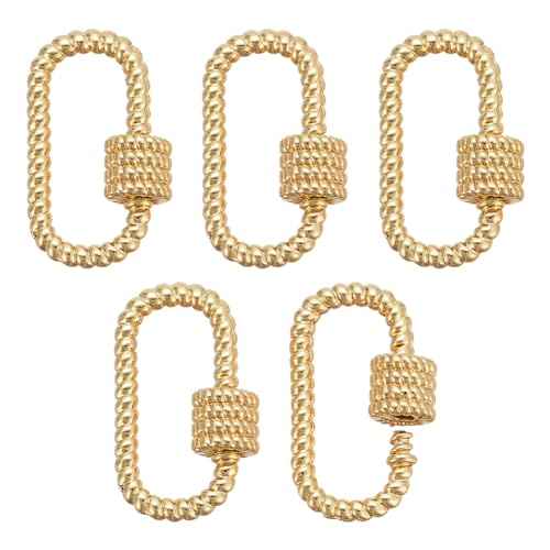 NBEADS 5 Stk. Golden Lock Charms, 27.5x16.5x3mm Keychain Connector Oval Schraube Karabiner Verschluss Clasps Messing Keychain Clip für DIY Halsketten Schlüsselanhänger Schmuck machen von nbeads