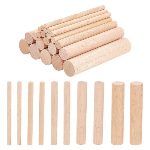 NBEADS 50 Stk. 5 Größen Hölzerne kleine Zylinder, 10x0.6-2cm unvollendete hölzerne Handwerk Säule Runde solide Buche Holz Craft Sticks für DIY Kunsthandwerk Malerei Haus Garten Dekoration, Biskuit von nbeads