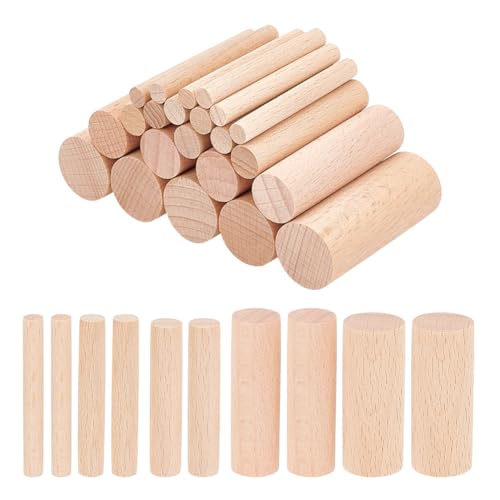 NBEADS 50 Stk. 5 Größen Hölzerne kleine Zylinder, Ungefähr 5x0.6-2cm Unfertige Holzsäule Runde Solide Buche Holz Craft Sticks für DIY Kunst Handwerk Haus Garten Dekoration, Biskuit von nbeads