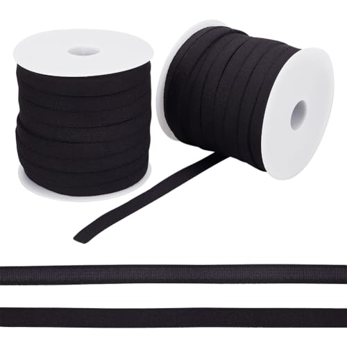 NBEADS 50 Yards BH-Träger, 10 mm Bügelgehäuse-Gummiband Flaches BH-Band Aus Nylon Ersatz-BH-Abdeckband Mit Kunststoffspule Für Nähzubehör, Schwarz von nbeads