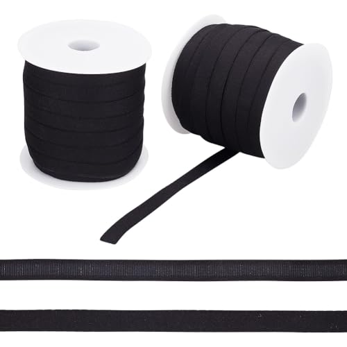 NBEADS 50 Yards BH-Träger Elastisch, 12 mm Bügelgehäuse-Gummiband Flaches Elastisches BH-Band Aus Nylon Ersatz-BH-Abdeckband Mit Kunststoffspule Für Nähzubehör, Schwarz von nbeads