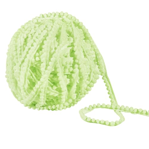 NBEADS 50 Yards Mini Pom Poms Trims, 1cm Ball Fransen Trim Nähen Farbband Kunsthandwerk Pompons Quaste Spitze zum Nähen Kissen Kleidung DIY Handwerk Party Home Dekoration, Grün Gelb von nbeads