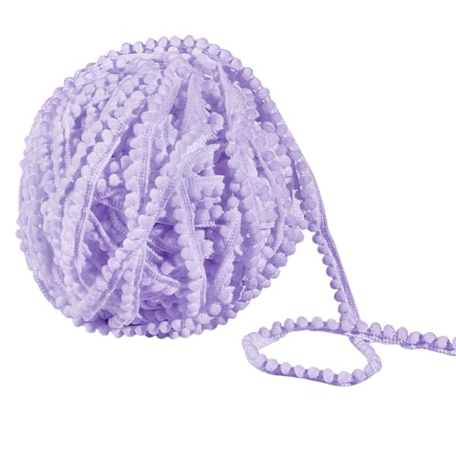 NBEADS 50 Yards Mini Pom Poms Trims, 1cm Ball Fransen Trim Nähen Farbband Kunsthandwerk Pompons Quaste Spitze zum Nähen Kissen Kleidung DIY Handwerk Party Home Dekoration, Pflaume von nbeads