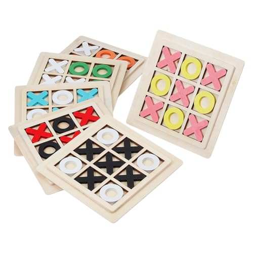 NBEADS 6 Sätze 6 Farben Hölzernes Tic Tac Toe, Dekorative Holztafel Tischbrett Aus Holz Klassisches Familienbrett für Erwachsene Familie Party Heimdekoration, 14.7x14.7cm von nbeads